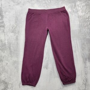 Athletic Works Pants Womens XXL 20 Purple Pull On Fleece Jogger Pockets Lounge